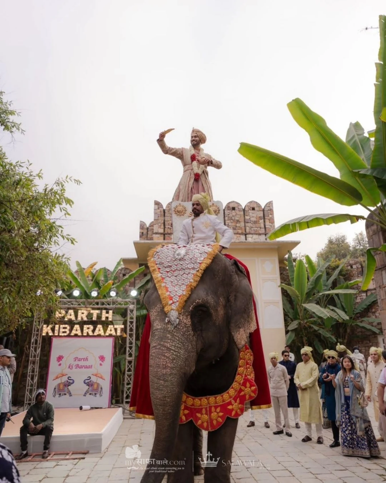 Pastel groom safa photographed in natural daylight for baraat pagri service in Hyderabad
